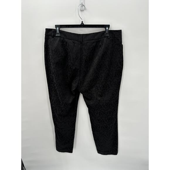 Coldwater Creek Natural Fit Black Jacquard Straight Leg Pants // 12 - Picture 7 of 9